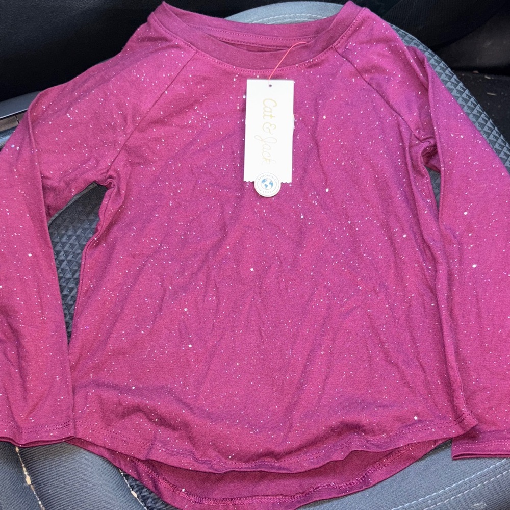 NWT Kids' maroon sparkle Long Sleeve Shirt